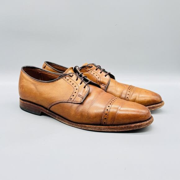 Allen Edmonds Shoes Mens 9 Brown Leather Cap Toe Derby Oxford Dress Lace Up main image 8